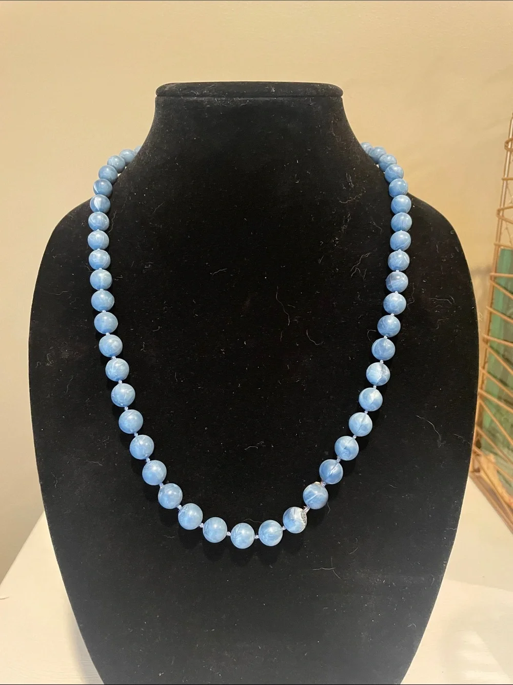 Classic denim Blue Beaded Necklace - Women's Jewelry vintage 60’s